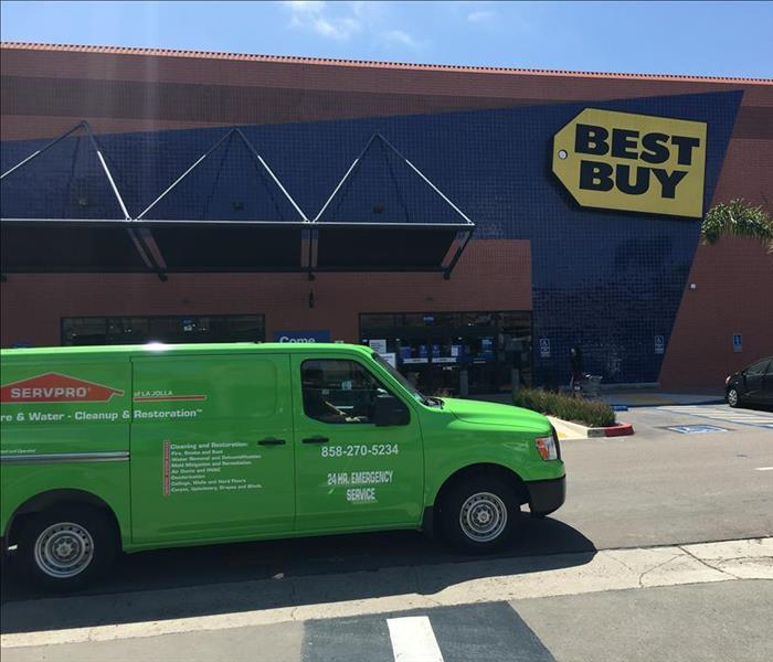 SERVPRO vehicle in front of a Best Buy store 